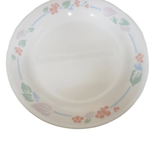 Corelle bread plates lot of 2 rose, green, blue, mauve unidentified pattern - Picture 2 of 2